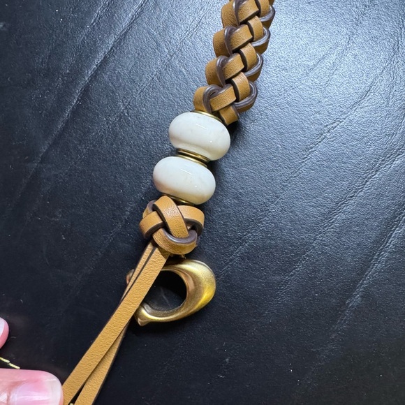 Coach Braided Leather Heritage Bead Bag Charm Keychain - Picture 4 of 4